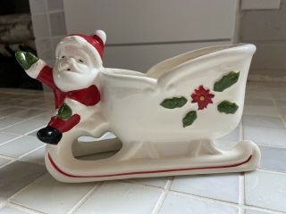 Vintage Relpo Santa Sleigh Planter - Ceramic - Mid Century Mcm Retro Christmas