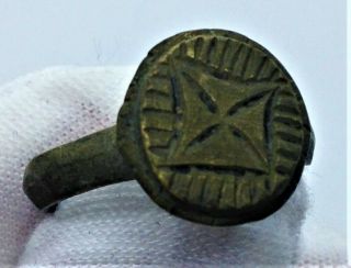 Ancient Early Medieval Crusader Bronze Ring - Circa 12th Century
