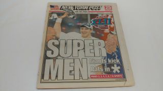 February 4 2008 Ny York Post Giants Bowl Champs Newspaper