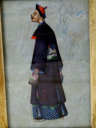 Antique Chinese School Painting Of A Mandarin C1840