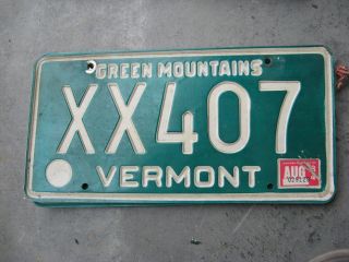 1984 84 Vermont Vt License Plate Tag Xx407