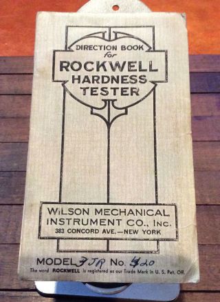 Vintage Wilson Instrument Direction Book - Rockwell Hardness Tester 1940s Era