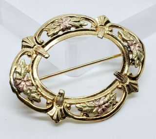Vintage Signed Lsp Co 12k Gold Filled Art Deco Floral Filigree Wreath Brooch