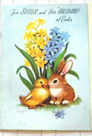 Marjorie Cooper Greeting Card Vintage Artist Easter Rabbit Rust Craft