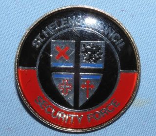Vintage St Helens Council Security Force Company Enamel Badge - Obsolete Defunct
