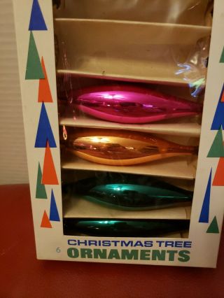 VTG Santa Land Hand Blown Multicolor Icicles Glass Christmas Tree Ornaments 2