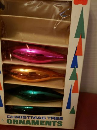 VTG Santa Land Hand Blown Multicolor Icicles Glass Christmas Tree Ornaments 3