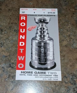 2004 Detroit Red Wings Vs Calgary Flames Playoffs Ticket Round 2 Home Game 2 Vtg