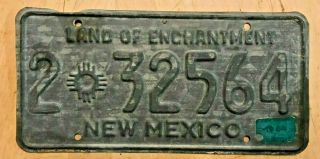 1964 Mexico Passenger Auto License Plate " 2 32564 " Nm 64 Ready For Repaint