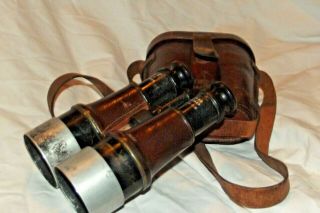 Antique Ross Of London Field Glasses Binoculars 1909 Ww1 Issue Leather Case