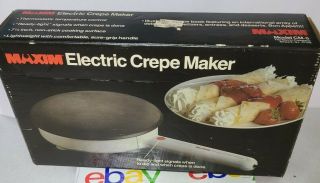 Maxim Electric Non - Stick Crepe Maker Model Cm - 5 Box & Instruction Vintage