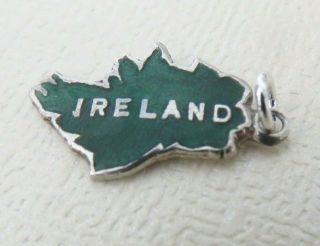 Vtg Sterling Silver Enamel Ireland Map Travel Charm With Irish Hallmarks 1962