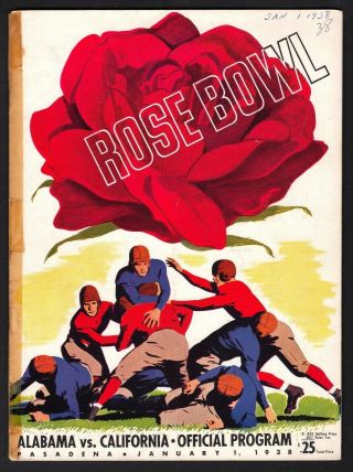 1938 Rose Bowl Football Game Program Alabama Vs.  California