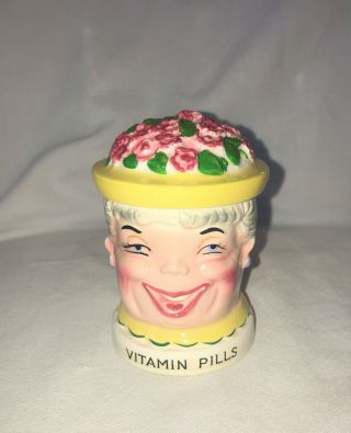 Vintage The Shafford Co Japan 5963y Vitamin Pills 1960 Ceramic 4” Tall