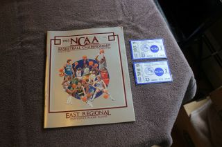 1985 Ncaa College Basketball Eastern Regionals Program W/2 Ticket Stubs
