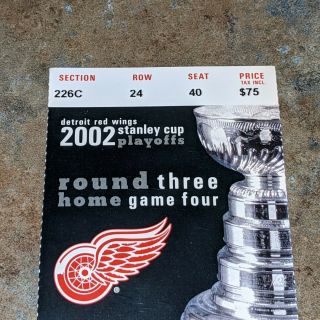 2002 DETROIT RED WINGS vs COLORADO AVALANCHE Playoffs Ticket Round 3 Home Game 4 2