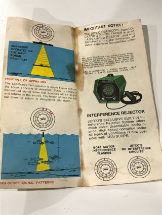 Vintage 1970s Jetco Sea/Scope Fish Locator/Depth Finder 396 Portable USA MADE 2