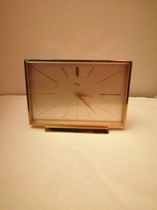 Vintage Rare Imhof Swiss Desk Clock / Mid Century / Mechanical Clock / Brass / T