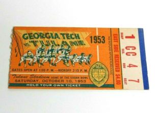 1953 Georgia Tech Vs Tulane October 10 1953 Ticket Stub