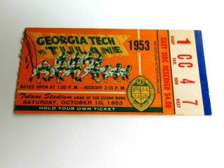 1953 Georgia Tech vs Tulane October 10 1953 Ticket Stub 2