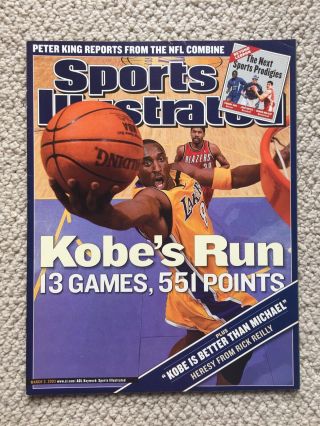 Kobe Bryant Sports Illustrated March 3 2003 No Label Los Angeles Lakers