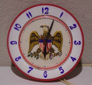 Vtg Mid Century Robert Shaw E Pluribus Unum Usa Bald Eagle Electronic Wall Clock