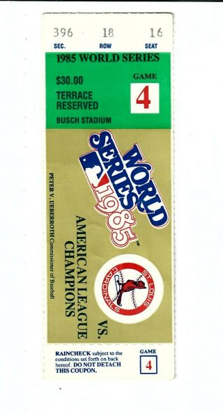 1985 Cardinals Vs Royals World Series Game 4 Ticket Stub Tub4