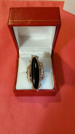 Antique Sterling Silver Ring With Black Onyx 11g Very Rare