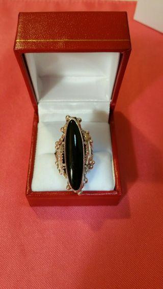 Antique Sterling Silver Ring With Black Onyx 11g very rare 2