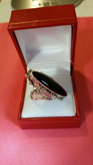 Antique Sterling Silver Ring With Black Onyx 11g very rare 3