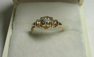 Antique 14k Yellow Gold Diamond Engagement Ring 0.  04ct Size.  5 & 1.  3g