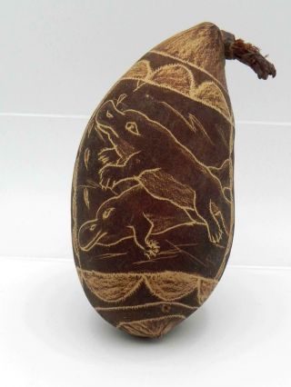Vintage Hand Carved Australian Aboriginal Boab Nut Platypus / Fish - Exc.