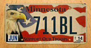 Minnesota Support Our Troops Patriot Graphic License Plate " 711 Bl " Eagle Flag