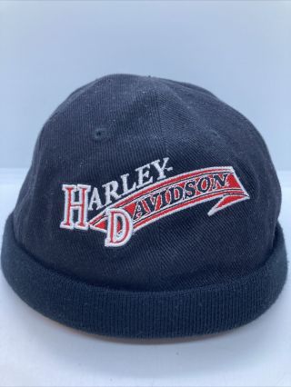Harley Davidson Holoubek Black Beanie Corduroy Cap Hat 100 Cotton