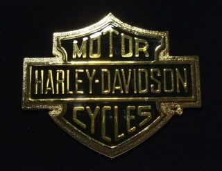 Harley Davidson Large Gold Bar & Shield Flat Medallion