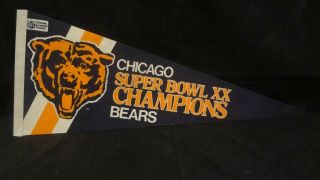 Vtg Chicago Bears Bowl Xx Champions 1986 Nfl Football Pennant Sb20