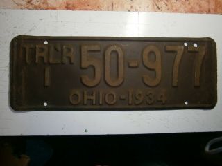 1934 Ohio Trailer License Plate Number 50 977