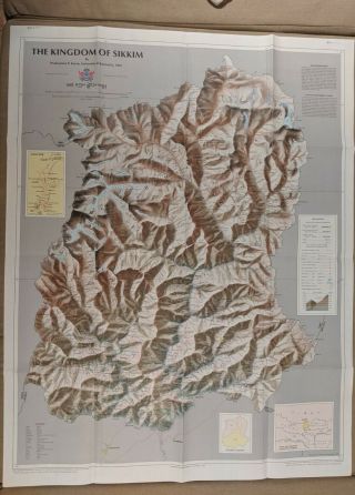 Map: The Kingdom Of Sikkim By James E.  Queen; 1969; Shaded Relief