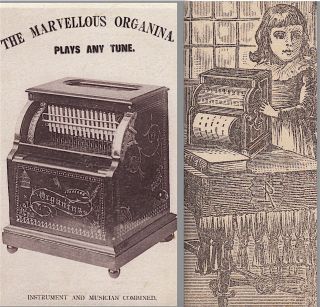 Organina Antique Organette 1800s American Automatic Organ Music Advertising Card