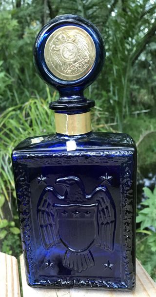 1919 - 1969 Vtg American Legion 50th Anniversary Cobalt Blue Glass Decanter Bottle