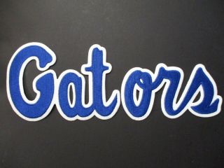 Florida Gators Script Letters Patch Size 5 X 13 Inches Blue And White