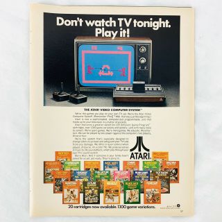 Vintage 1978 Atari Video Computer System Vcs 2600 Games Color Print Ad 8 X 11