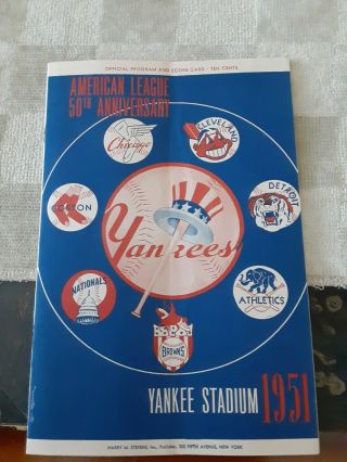 1951 York Yankees Vs Boston Red Sox Game Day Program Mantle, .