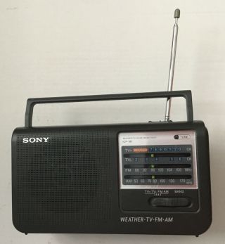 Vtg Sony Icf - 36 Weather Tv Fm Am 4band Radio Ac 120v Dc 6v