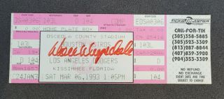 Don Drysdale Los Angeles Dodgers Signed Full Ticket March 6th 2003 Dec 