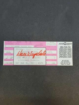 Don Drysdale Los Angeles Dodgers Signed Full Ticket March 6th 2003 Dec ' 03 2