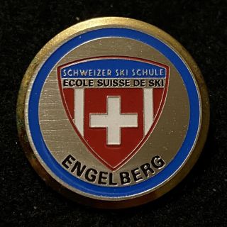 Engelberg Swiss Ski School Vintage Skiing Ski Pin Badge Switzerland Travel Lapel