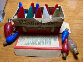 16 Vintage Westinghouse C - 6 Christmas Tree Lamps Red Blue Green White 1 Box