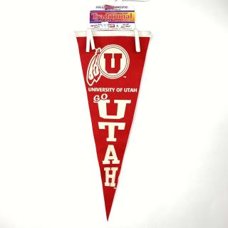 Vintage University Of Utah Pennant 29 " Old Stock