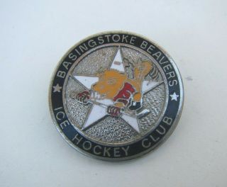 Vintage Basingstoke Beavers Ice Hockey Club Enamel Badge
